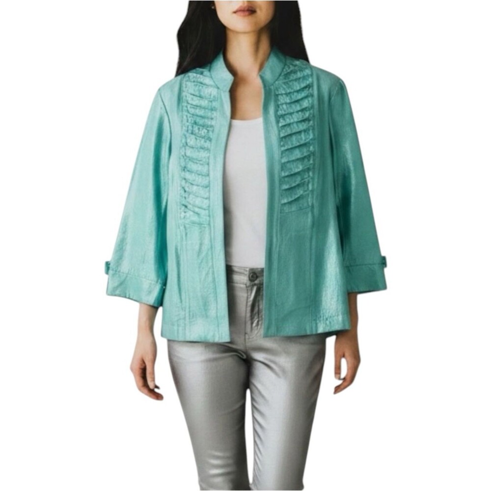 Picadilly Fashion Sea Foam Green Metallic Jacket NWT Size M